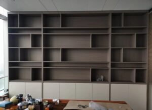 Melamine-faced, pre-finished cabinets